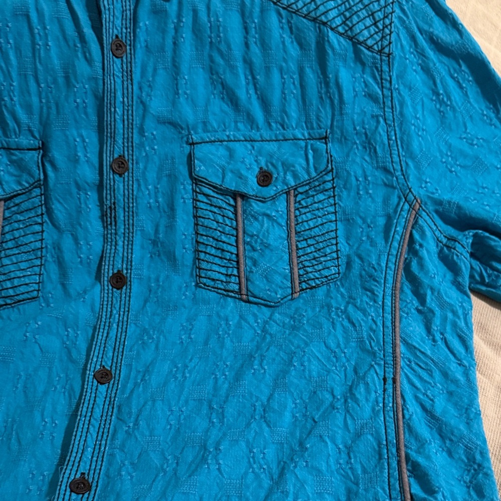 Buckle Black Label Men's Vibrant Teal Shirt - Picture 3 of 7